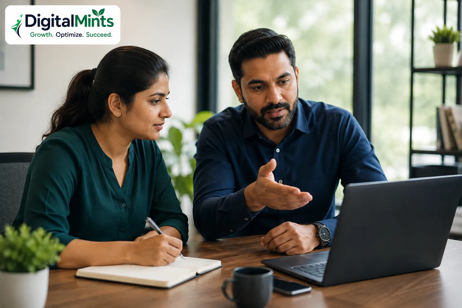 Business owner asking a digital marketing agency important questions during a consultation in Pune.