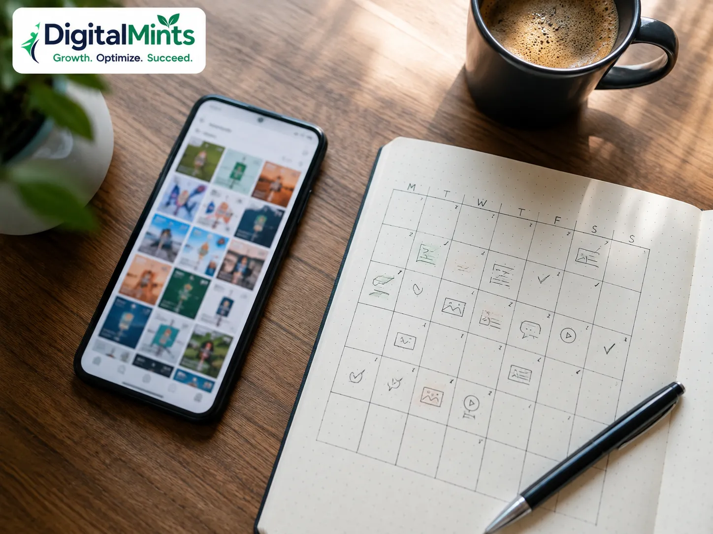 Content calendar planning for a social media marketing strategy in Pune.