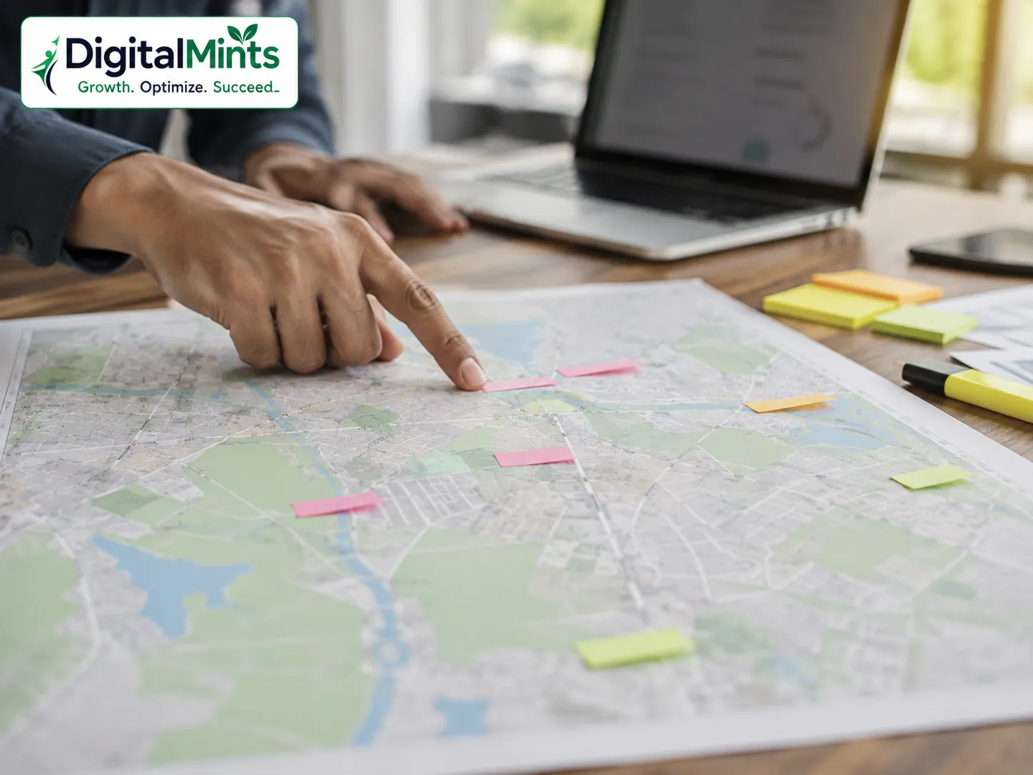 Marketing team mapping locality-specific strategy across West Pune neighbourhoods.