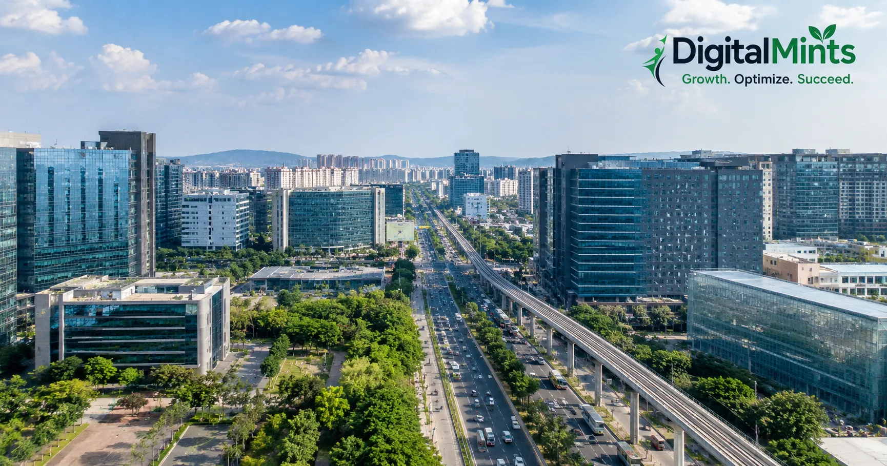 Aerial view of Pune's Hinjawadi and Baner business district representing Pune's growing digital market.