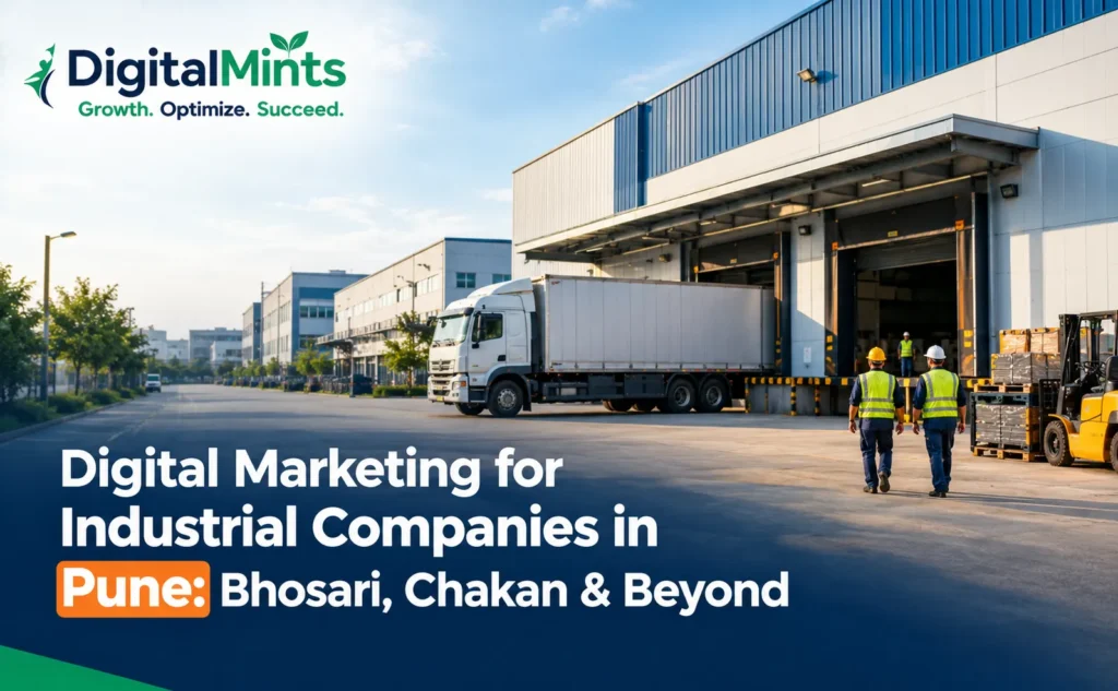 Industrial manufacturing facility in Pune's MIDC belt representing B2B digital marketing needs.