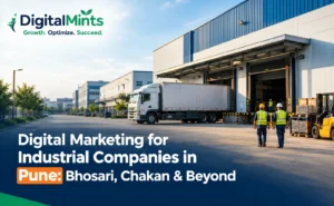 Industrial manufacturing facility in Pune's MIDC belt representing B2B digital marketing needs.