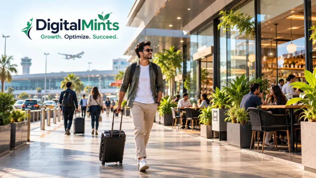 Traveler near Viman Nagar's airport-adjacent commercial and hospitality district.
